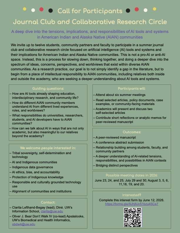AIAN AI Journal Club and Collaborative Research Circle flyer